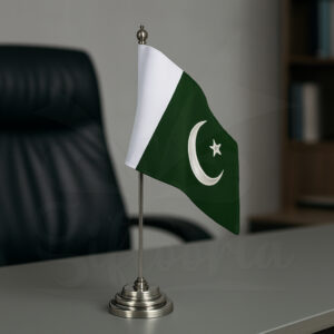 Mini Pakistan table flag on a stand – ideal for desk or table Independence Day decoration.” Let me know if you want product descriptions or social media captions as well