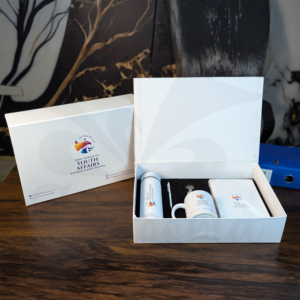 Elite Business Gift Box with Pen, Notebook, Mug, Temperature Bottle, Keychain & Tags