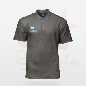 Premium grey polo shirt with collar and placket