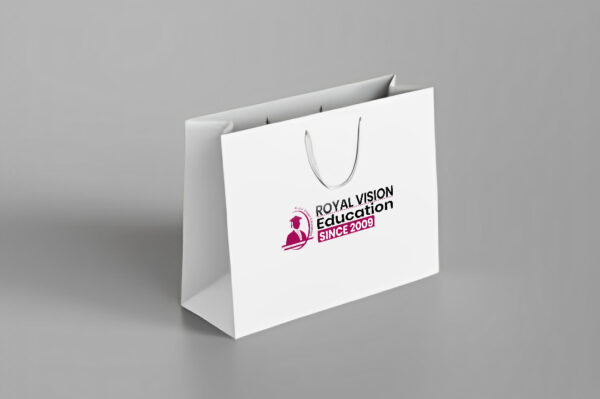 White Customized Paper Bag with Logo – Eco-Friendly Packaging for Gifting or Branding
