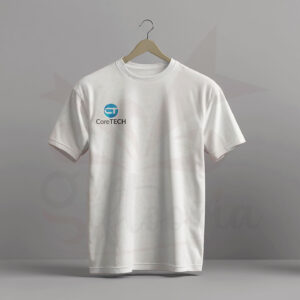 White cotton t-shirt with custom logo on front