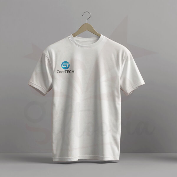 White cotton t-shirt with custom logo on front