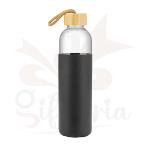 Eco-friendly glass water bottle with bamboo lid