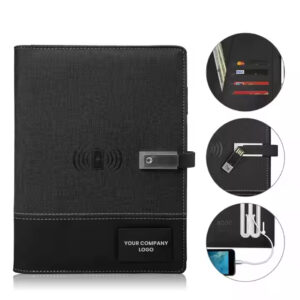 Multifunctional Wireless Charging Notebook with Card Slots, USB, and Logo Branding