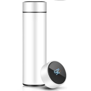 White Temperature Display LED Bottle – Premium Stainless Steel Smart Corporate Gift with Custom Logo | Request a Quote