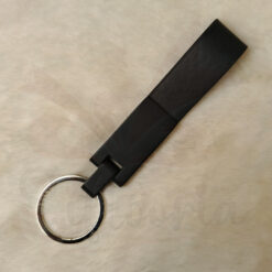 Black Leather & Metal Keychain