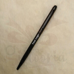 Black metal slim pen with engraved company logo – elegant corporate gift