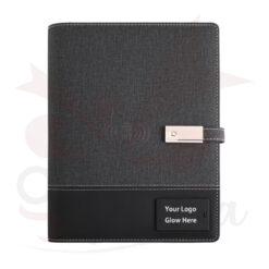 Premium Multi-Functional Smart Diary with Wireless Charging, LED Logo, Temperature Display & USB Connectors